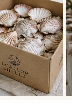 Box of scallop shells for bulk orders