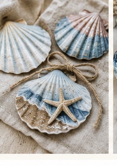 Painted scallop shells for crafts