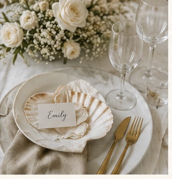 Scallop shell wedding place setting